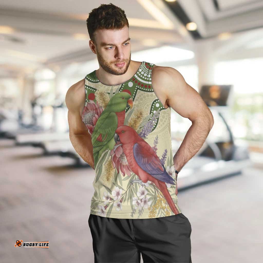 Australia Moluccan Eclectus Men Tank Top Australian Native Flowers Indigenous Art LT14