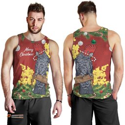 Australia Gang-gang Cockatoo Christmas Men Tank Top Callocephalon Fimbriatum Golden Wattle Red LT14