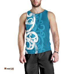 Azure Blue Maori Men Tank Top Koru Kowhaiwhai LT7