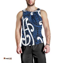 Aotearoa Maori Kowhaiwhai Men Tank Top Kikorangi Puhoro and Patiki LT9