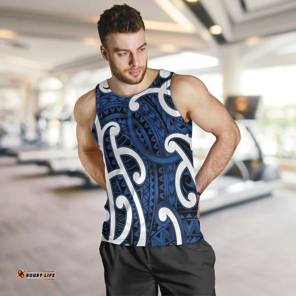 Aotearoa Maori Kowhaiwhai Men Tank Top Kikorangi Puhoro and Patiki LT9