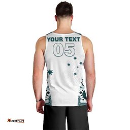 Custom Australia Rugby 2026 Men Tank Top Go Wallabies Aboriginal Pattern White Version LT05