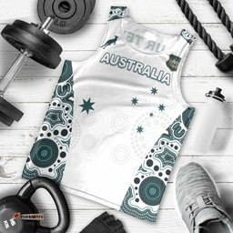 Custom Australia Rugby 2026 Men Tank Top Go Wallabies Aboriginal Pattern White Version LT05