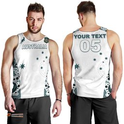Custom Australia Rugby 2026 Men Tank Top Go Wallabies Aboriginal Pattern White Version LT05