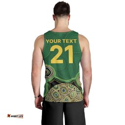 Custom Australia Cricket Spirit 2026 Men Tank Top World T20 Edition - Green Aboriginal LT9