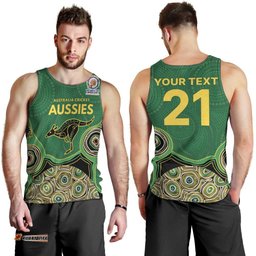 Custom Australia Cricket Spirit 2026 Men Tank Top World T20 Edition - Green Aboriginal LT9