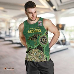 Custom Australia Cricket Spirit 2026 Men Tank Top World T20 Edition - Green Aboriginal LT9