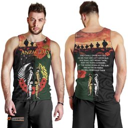 New Zealand and Australia ANZAC Day Men Tank Top Lest We Forget Indigenous and Maori Pattern LT03