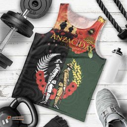 New Zealand and Australia ANZAC Day Men Tank Top Lest We Forget Indigenous and Maori Pattern LT03