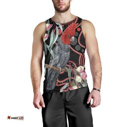 Gang-gang Cockatoo Australia Men Tank Top Eucalyptus Blossoms Aboriginal Art LT14