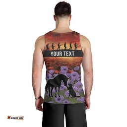 Personalised ANZAC Day Men Tank Top Remembering the Animals of War LT19