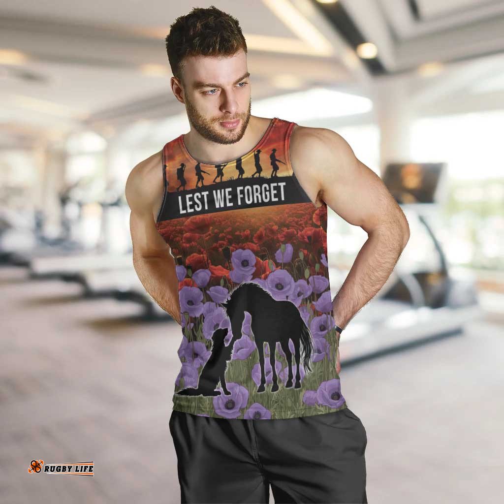 Personalised ANZAC Day Men Tank Top Remembering the Animals of War LT19