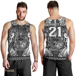 Custom New Zealand Taiaha Maori Men Tank Top Kiwikiwi Minimalist Silver Fern Tukutuku Motif LT9