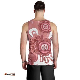NAIDOC Week 2026 Men Tank Top 50 Years Deadly Dhari Pink Aboriginal Art LT14