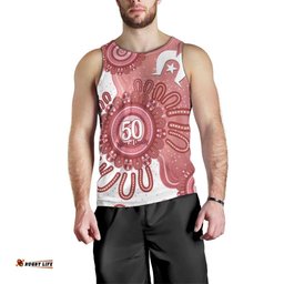 NAIDOC Week 2026 Men Tank Top 50 Years Deadly Dhari Pink Aboriginal Art LT14