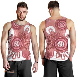 NAIDOC Week 2026 Men Tank Top 50 Years Deadly Dhari Pink Aboriginal Art LT14