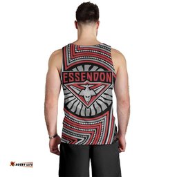 Essendon Football Club Men Tank Top Indigenous Monochrome Dot Art Mascot Style TS04