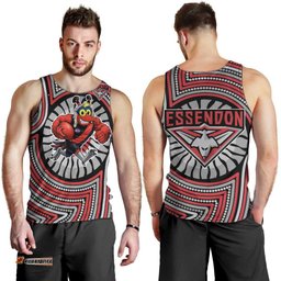 Essendon Football Club Men Tank Top Indigenous Monochrome Dot Art Mascot Style TS04
