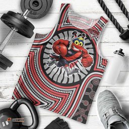 Essendon Football Club Men Tank Top Indigenous Monochrome Dot Art Mascot Style TS04