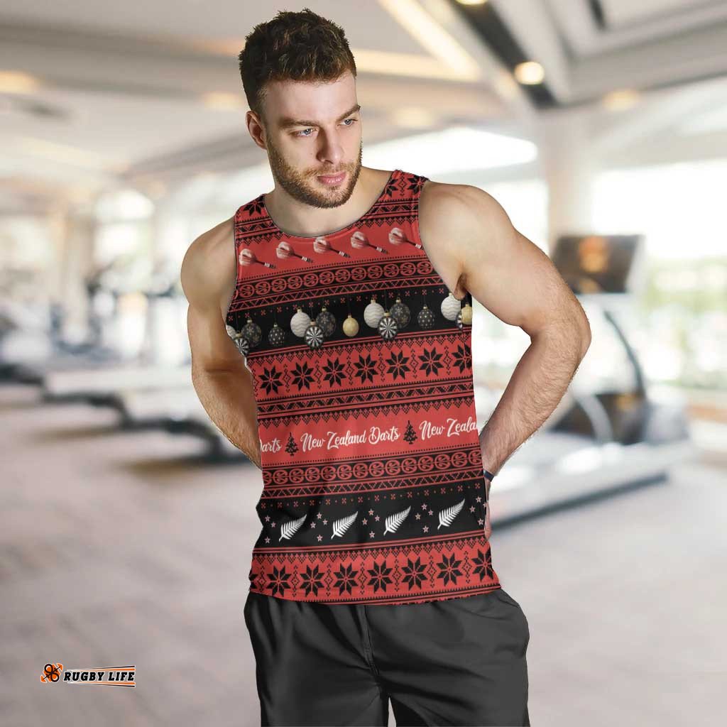 New Zealand Darts Christmas Men Tank Top Merry Xmas Aotearoa Maori Red LT14