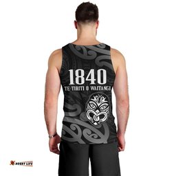 New Zealand 1840 Waitangi Day Men Tank Top Aotearoa Haka Mask - Black Version LT14