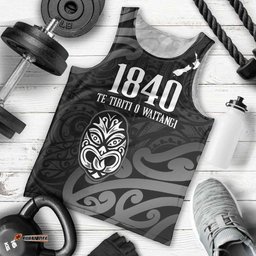 New Zealand 1840 Waitangi Day Men Tank Top Aotearoa Haka Mask - Black Version LT14
