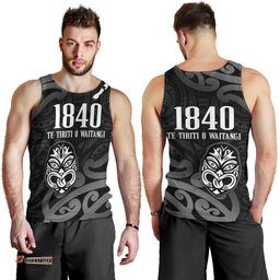 New Zealand 1840 Waitangi Day Men Tank Top Aotearoa Haka Mask - Black Version LT14