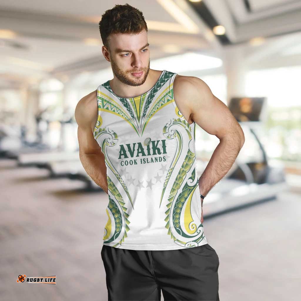 Custom Rugby Cook Islands Avaiki Men Tank Top White Kuki Airani Tribal Maori Inspired LT9