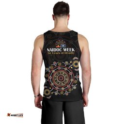 NAIDOC Deadly 50 Years Men Tank Top Aboriginal Black Gold Boomerang Art LT9