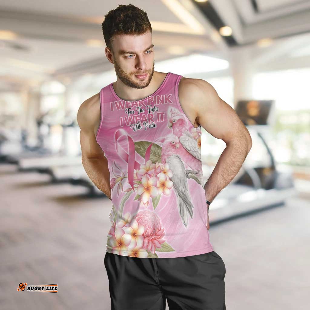 Personalised I Wear Pink For The Fight Men Tank Top Australian Breast Cancer Spirit LT9