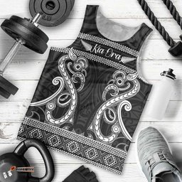 Kia Ora New Zealand Men Tank Top Maori Language Week Pango Taniko Motif LT14