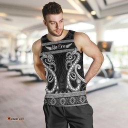 Kia Ora New Zealand Men Tank Top Maori Language Week Pango Taniko Motif LT14