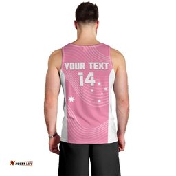 Custom Bowls Australia Breast Cancer Men Tank Top Pink Ribbon Aussie Map With Kangaroo Emu LT14