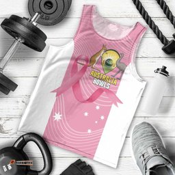 Custom Bowls Australia Breast Cancer Men Tank Top Pink Ribbon Aussie Map With Kangaroo Emu LT14
