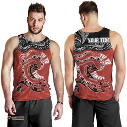 Personalised Aotearoa Toitu Te Tiriti Men Tank Top Taniwha Tribal Motifs LT03