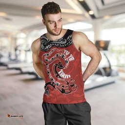 Personalised Aotearoa Toitu Te Tiriti Men Tank Top Taniwha Tribal Motifs LT03