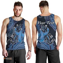 Personalised Autism Awareness Men Tank Top Hope Ribbon And Aboriginal Patterns DT05