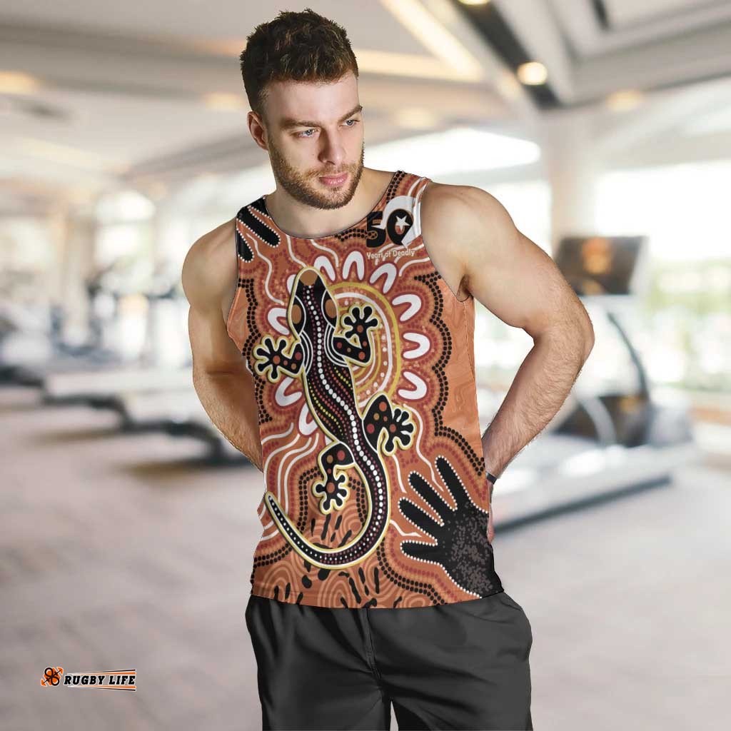 Personalised Australia Lizard NAIDOC Week 2026 Men Tank Top 50 Years of Deadly Aboriginal Art LT14