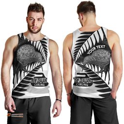 New Zealand Silver Fern Curling Personalised Men Tank Top Aotearoa Kiwi Ponga Black White Version LT14