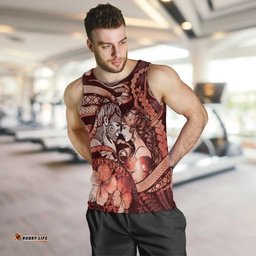 Personalised Maori Romantic Valentine Men Tank Top The Hongi Kiss Red Galaxy DT05