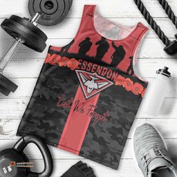 Personalised Essendon Football ANZAC Day Men Tank Top Bombers Poppy Lest We Forget LT14