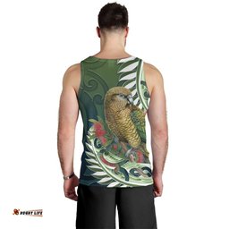 New Zealand Kea Bird Men Tank Top With Maori Koru Fern LT05