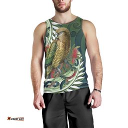 New Zealand Kea Bird Men Tank Top With Maori Koru Fern LT05