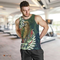 New Zealand Kea Bird Men Tank Top With Maori Koru Fern LT05
