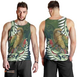 New Zealand Kea Bird Men Tank Top With Maori Koru Fern LT05