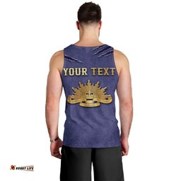 Personalised ANZAC Day Men Tank Top Poppy Flowers Ripped Fabric Effect DT05