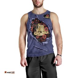 Personalised ANZAC Day Men Tank Top Poppy Flowers Ripped Fabric Effect DT05