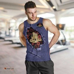 Personalised ANZAC Day Men Tank Top Poppy Flowers Ripped Fabric Effect DT05