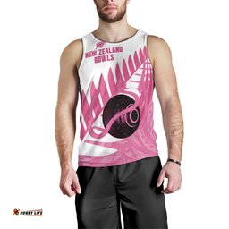 New Zealand Lawn Bowls Breast Cancer Custom Men Tank Top Aotearoa Maori Silver Fern Pink Ribbon LT14