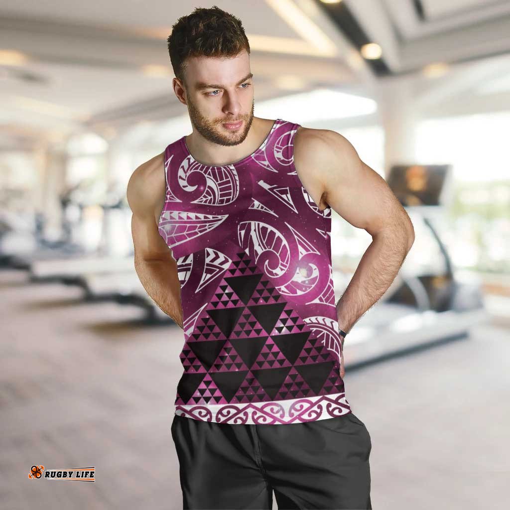 Matariki New Zealand Men Tank Top NZ Niho Taniwha Maori New Year Pink Galaxy LT14